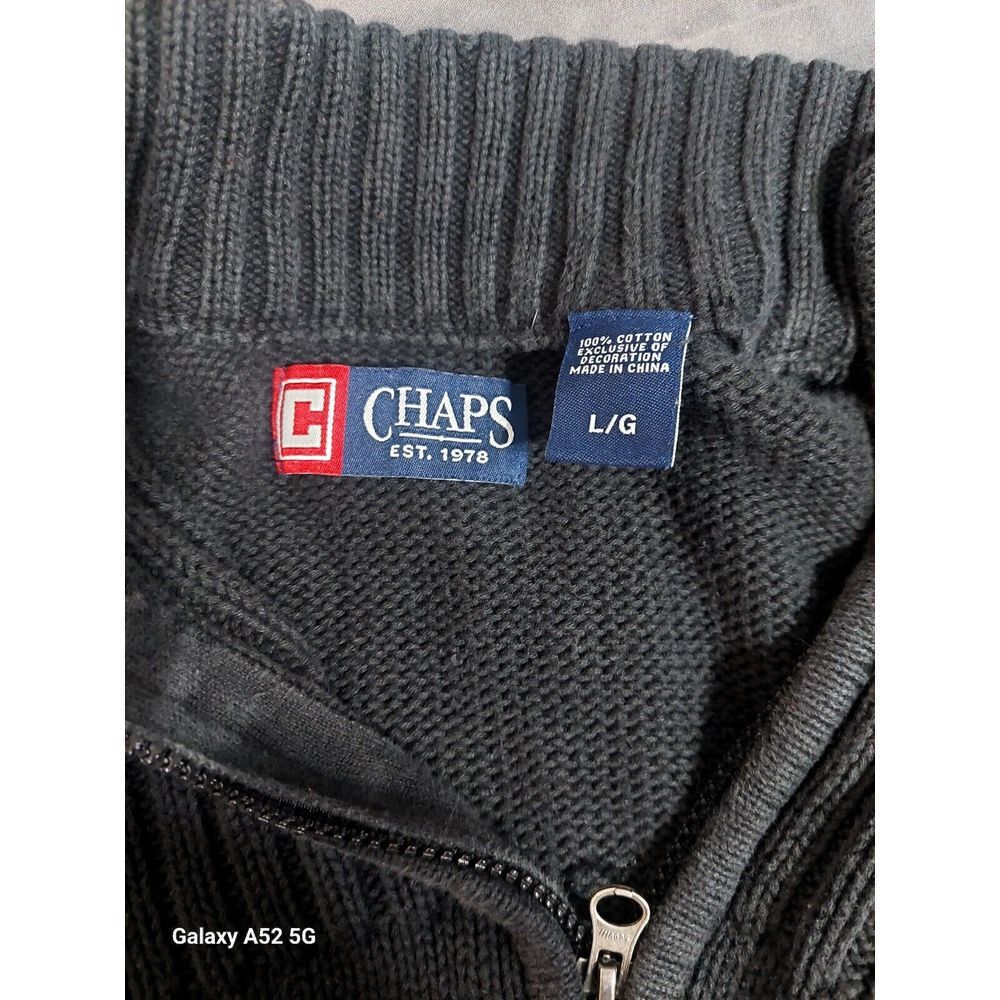 Chaps Ralph Lauren 1/4 Zip LG Men's Sweater Black Turtleneck‎